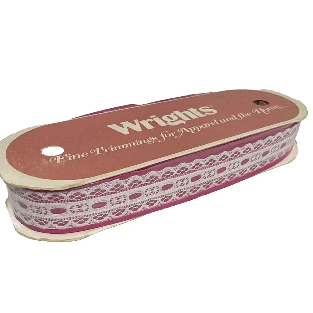 Vintage NOS Wrights‎ Lace White Polyester 1.25